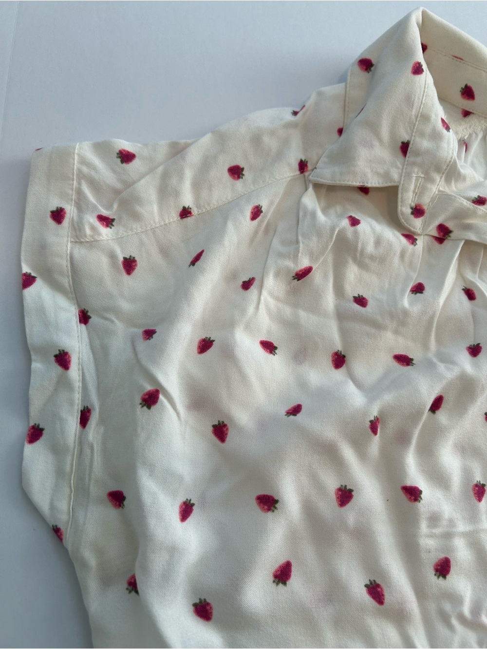 Lucky Brand Cream Button-Up Top with Strawberry Print. Perfect for teachers.